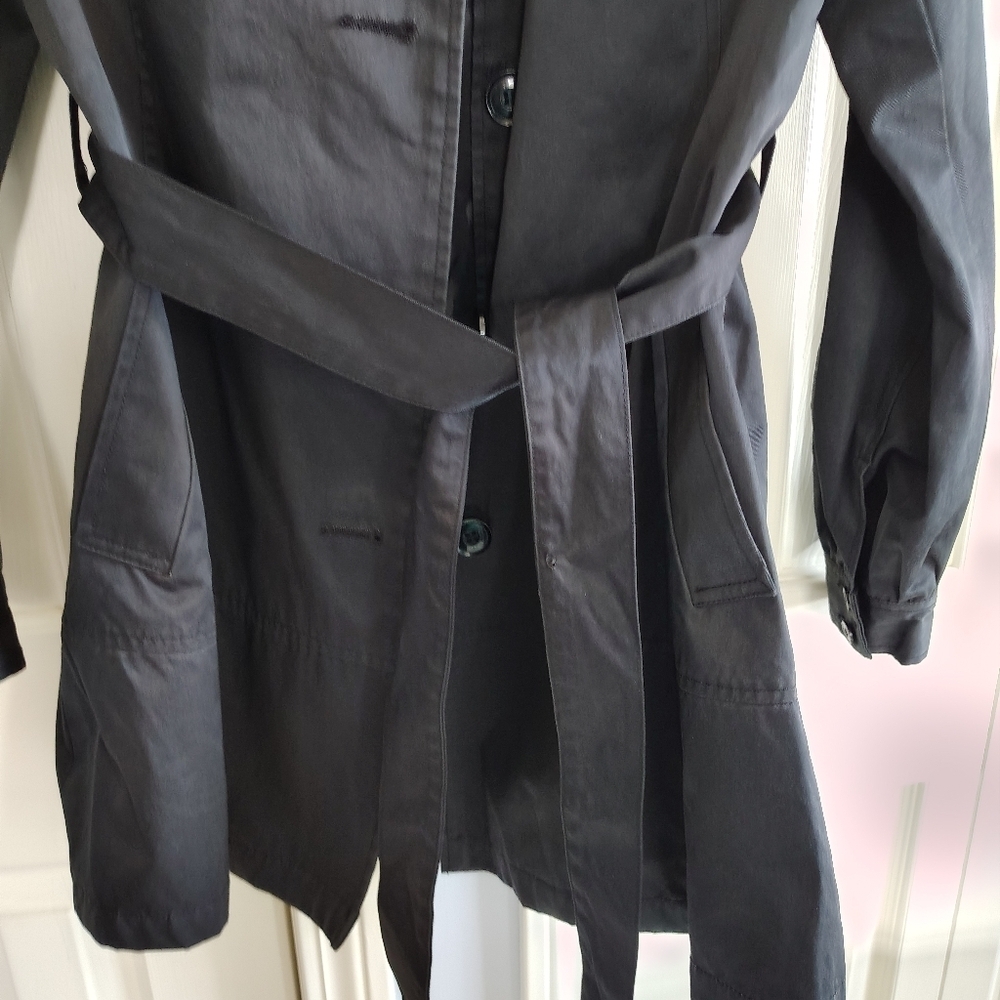 DKNY Black Trench Coat Classic M - Picture 4 of 12
